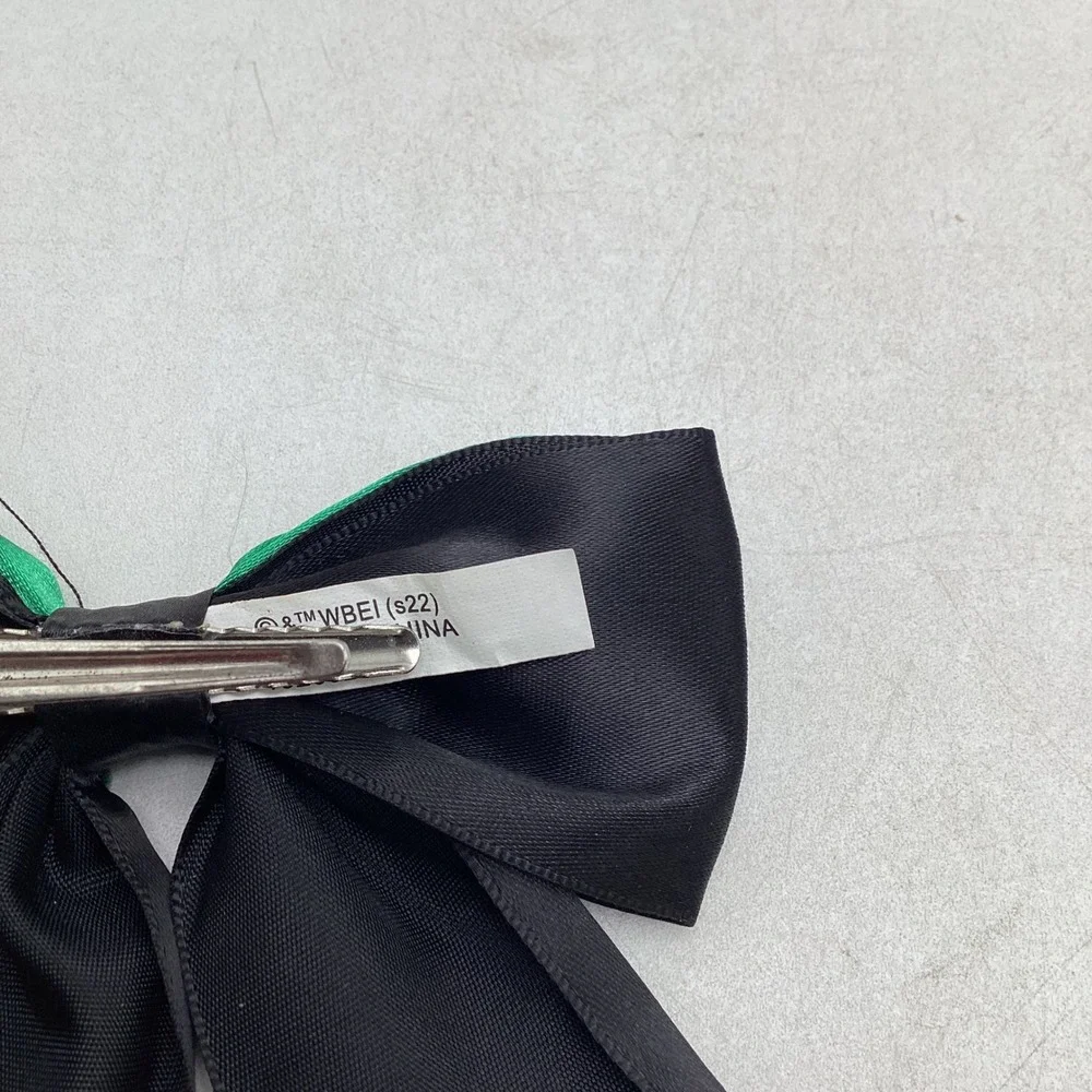 Harry Potter Slytherin House Hair Bow Green Velvet Satin Snake Crest Clip 5in
